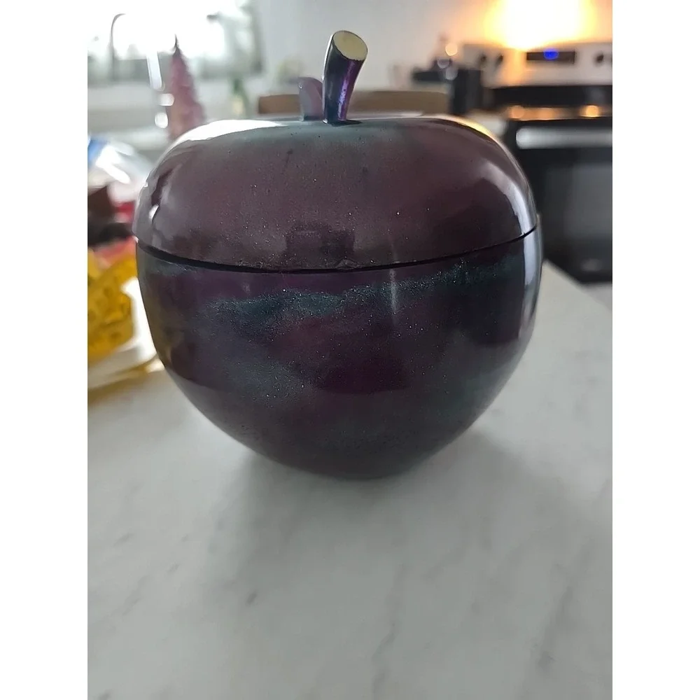 Handmade Resin Apple Decoratuve Jar With Lid Multi Color Gift Decoration 674‎